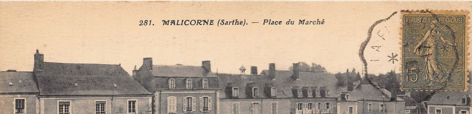Obliteration ferroviaire / chemin de fer 'La Flèche au Mans', 1917 : Malicorne Front of postcard